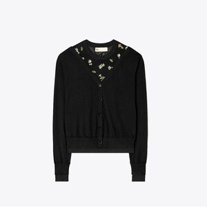 Tory Burch Black Floral Women's Cardigan